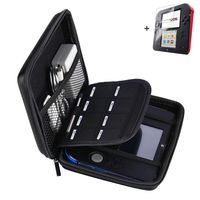 AKWOX Replacement for Nintendo 2DS Case, Hard Travel Protective Carrying Case for 2DS + 2 Pack (4 Pcs) HD Clear PET Film Screen Protector for 2DS Top and Bottom Screen (Black)