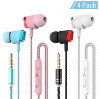 4 Pack CBGGQ Wired Headphones Earbuds, with Remote & Microphone, HiFi Bass Stereo, Fits All 3.5mm Interface Device