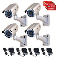 VideoSecu 4 Pack 1/3" PIXIM DPS 690TVL Security Camera WDR OSD Zoom Bullet Outdoor IR-Cut Filter Infrared Day Night 4-9mm Lens CCTV for DVR Home with Power Supplies BZV