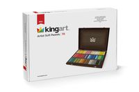 KINGART 125 Artist Soft Pastels, Set of 72 Unique Colors, Espresso Stained Hardwood Case, Silver Hinges/Clasp