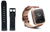 Beantech S1 Smart Watch for Apple/Android Phones. Gold with Brown Croc-Embossed Leather Strap with Bonus Black Silicone Strap