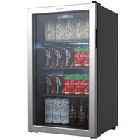 Vremi 130 Can Beverage Refrigerator and Cooler - 3.6 cu. ft, Capacity Mini Fridge with Glass Door for Soda Beer or Wine - Small Drink Dispenser Machine for Office or Bar with Removable Shelves