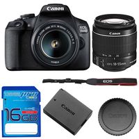 Canon Rebel T7 / EOS 2000D Camera with EF-S 18-55mm f/3.5-5.6 is II Lens (Black) + 16GB Memory Card