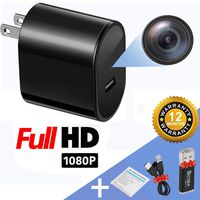 wishpower Spy Camera USB Hidden Camera Wall Charger 1080P HD Motion Detection Mini Hidden Camera Upgrade, Free USB Line, Black