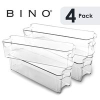 BINO Stackable Plastic Organizer Storage Bins, Small - 4 Pack - Pantry Organization and Storage Refrigerator Organizer Bins Fridge Organizer Freezer Organizer Pantry Organizer Pantry Storage