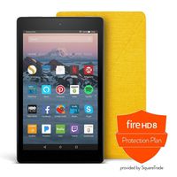 Fire HD 8 Protection Bundle with Fire HD 8 Tablet (16 GB, Black),  Amazon Cover (Canary Yellow),  Protection Plan (1-Year)
