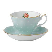 Royal Albert 8701026135 Polka Rose Formal Vintage Teacup and Saucer Boxed Set