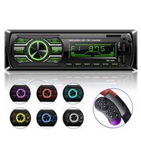 ITESLASZ Car Stereo FM Radio Single Din LCD Hands-Free Calling Car Audio Player with BT Built-in Microphone MP3/USB/Aux-in/AM/FM Car 7 Color Backlight Audio Receiver with SWC Remote (Black)