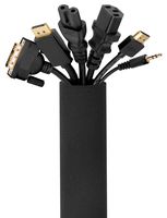 MoKo Cable Management Sleeves - [4 Pack] 19.5 Inch Neoprene Adjustable Cords Organizer System with Zipper for TV, Computer, Home Theater, Home Entertainment - Black