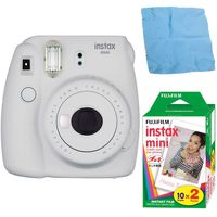 Fujifilm Instax Mini 9 (Smokey White) w/ Instax Mini Film (20 Sheets)