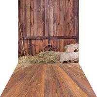 KonPon Farm Backdrop Autumn Haystack Wood Vinyl Photography Backdrops Photo Props Woods Backdrop Newnorn Shoot Background KP-115
