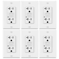 6 Pack - ELECTECK GFCI Outlets, Tamper-Resistant (TR) GFI Receptacles with LED Indicator, 20A/125V/2500W, Decorator Wall Plates and Screws Included, ETL Certified, White