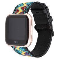 WONMILLE Leather Bands Compatible with Fitbit Versa for Women, Handmade Wristband Replacement for Versa Lite Special Edition Dressy Watch Band Weave Multi Colors (Fresh)