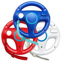 Jadebones 3pcs Blue White Red Mario Kart Steering Wheel With Wrist Strap for Nintendo Wii