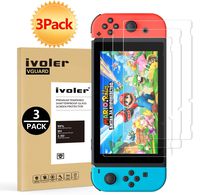 [3 Pack] Screen Protector Tempered Glass for Nintendo Switch, iVoler Transparent HD Clear Anti-Scratch Screen Protector Compatible Nintendo Switch