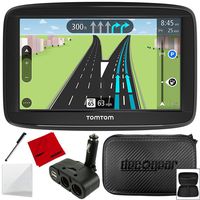 TomTom (1AA6.019.02 VIA 1625M 6" Portable Touchscreen Car GPS Navigation Device w/Lifetime Maps + Hard 7" EVA Tablet/GPS Case + USB/DC Car Charger + Stylus + Screen Protector and Microfiber Cloth