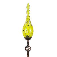 Exhart Solar Garden Stake Lights - Solar Glass Yellow Twisted Flame Garden Stakes - Handblown Glass Finial Lights, LED Accent Lights That Transform a Garden Driveway or Event (9in Glass 36in Stake)