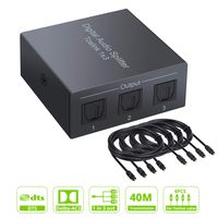 LiNKFOR 3 Port Toslink Splitter with 4pcs 6ft Optical Cable Digital Optical Audio Splitter Aluminum Alloy SPDIF Toslink Fiber Audio Splitter 1 in 3 Out Support Dolby-AC3 DTS for PS3 DVD HDTV