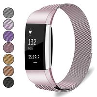 Mosonoi Compatiable with Fitbit Charge 2 Bands, Adjustable Metal Straps Replacement Bands Charge 2 Accessories Fit for Fitbit Charge 2 Smartwatch Women Men(Small, Sakura Pink)
