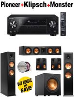 Pioneer-VSX830K + 2 Klipsch-RP260FBK + Klipsch-RP440CBK + 2 Klipsch-RP250SBK + Klipsch-R12SW + Monster Cable-PLATXPMS50 Bundle