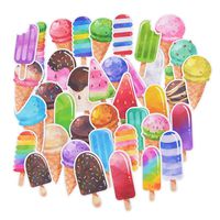 Yummy Bun Waterproof Laptop Stickers Ice Cream for Water Bottles, Teen Girls, Women, Easily Remove No Residue, Summer Theme Decals for Scrapbook, Journal, Planner-39pcs