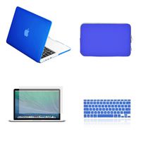 TOP CASE - 4 in 1 Essential Bundle Rubberized Hard Case + Zipper Sleeve + Keyboard Cover + Screen Protector Compatible MacBook Pro 13" Retina Display A1425 / A1502 (2012-2015 Release)- Royal Blue