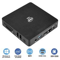 Fanless Mini PC,Intel Atom x5-Z8350 HD Graphics, Mini Computer Windows 10 pro(64bit),DDR3 2GB 32GB eMMC 1000M LAN/2.4G+5G WiFi/BT4.2 HDMI/VGA Dual Output