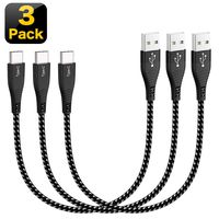 Short USB Type C Cable,Yostyle 1FT 3Pack Nylon Braided USB A to C Fast Charging & Data Sync Cord for Samsung Galaxy S10/ S9 / S9+ / S8 / S8+ / Note 8,LG V20 G5 G6, Pixel,MacBook, Nintendo Switch