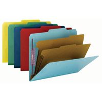 Smead Pressboard Classification File Folder with SafeSHIELD Fasteners, 2 Dividers, 2" Expansion, Letter Size, Assorted Colors, 10 per Box (14025)