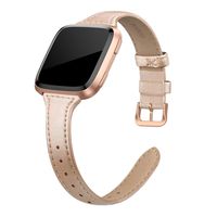 SWEES Leather Bands Compatible with Fitbit Versa 2 / Fitbit Versa Lite & SE/Fitbit Versa, Slim Thin Genuine Leather Replacement Strap for Versa Women (5.5" - 7.9"), Black, Champagne, Rose Gold, Tan