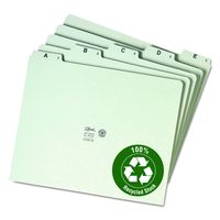 Smead 100% Recycled Pressboard File Guides, 1/5-Cut Tab (A-Z), Letter Size, Gray/Green, Set of 25 (50376)