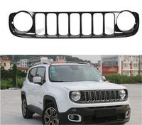 Dwindish Black ABS Car Exterior Accessories Decoration Front Grille Frame Cover Sticker Fit For Jeep Renegade 2015 Up