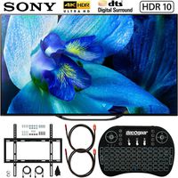 Sony XBR-55A8G 55-inch BRAVIA OLED 4K HDR Smart TV (2019) Bundle with Deco Mount Flat Wall Mount Kit, Deco Gear Wireless Backlit Keyboard and Deco Gear 2X 4K Copper 6ft HDMI Cable