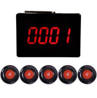 CallToU Wireless Calling System Customers Patient Pager System with 5 PCS Waterproof Call Buttons and 1PC Display Receiver for Restaurant Clinic Nursing Home Caregiver