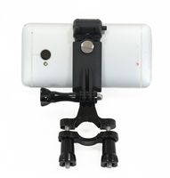 Action Mount | Pole Mounting Bracket with Locking Phone Clamp. Attach Your Phone to Any Pole or Monopod for Use with Sport Camera. Operable with Phone or Sport Camara. (Tube Mount w/Phone Mount)