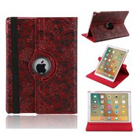 iPad Air 2 Smart Case,Vintage Floral Flowers Pattern，Premium PU Leather Flip Folio Stand Hard High Impact Slim Protective Bumper Cover Case By MeiLiio(iPad air 2,Red)