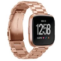 ZSZCXD for Fitbit Versa Bands, Newest Stainless Steel Replacement Accessory Metal Watch Bands Bracelet for Fitbit Versa (Rose Gold, 5.5-8.1 Inches Wrist)