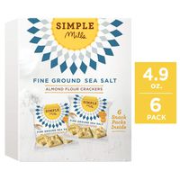 Simple Mills Almond Flour Cracker Snack Pack, Fine Ground Sea Salt, 4.9 oz, 6 count