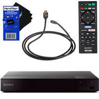 Sony BDPS6700 4K Upscaling Blu-ray Disc Player with Built-in Wi-Fi + Remote Control + Xtech High-Speed HDMI Cable with Ethernet + HeroFiber Ultra Gentle Cleaning Cloth