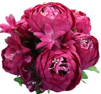Duovlo Springs Flowers Artificial Silk Peony Bouquets Wedding Home Decoration,Pack of 1 (Spring Hot Pink)