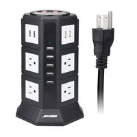 Maximm Smart Power Plug Surge Protector Power Strip Tower 8 AC Outlets + 13 USB Ports, Desktop Charging Station Multiple Plug Outlets with 6.5 Feet/2M Long Power Cord 110V Outlet Tower (Black)