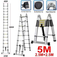 Luisladders 16.5 Feet Telescoping Ladder A-Frame Lightweight Multi-Use Telescopic Extension Ladder Anti-Pinch and Anti-Slip