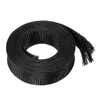 uxcell PET Expandable Braided Sleeving, 30mm Dia 10ft Braided Cable Sleeve, Black