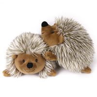 Pawaboo Plush Dog Toy, [2 Pack] Non-Toxic Super Soft Faux-Fur Hedgehog Dog Toy Stuffed Biting Training Playing Toys for Dog Puppy for Valentine's Day, Brown