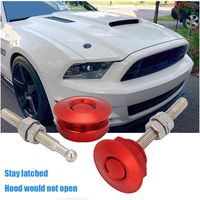 Sparkle-um 1 Pair Universal Quick Release Latch Push Button Low Profile Hood Pins Lock Car Lock Clip Kit 1.25" Quick Latch for Hood Bumper or DIY(Red)