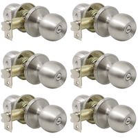 Probrico Privacy Interior Door Knobs Bed and Bath Handle Levers Keyless Brushed Nickel Lockset 6 Pack