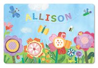 Personalized Custom Dining Mat for Kids, Custom Name Placemat for Kids, Craft Mat, Flowers and Butterflies