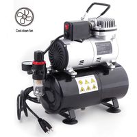 Timbertech Professional Upgraded Piston Airbrush Compressor with Motor Cool Down Fan ABPST08 Oil-Less Quiet Spraying Air Compressor with Tank