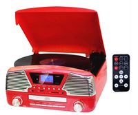 TechPlay ODC35, 3 Spead turntable, programmable MP3 CD player, USB/SD, radio & remote control (Red)