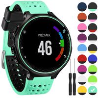 GVangel Band Compatible with Garmin Forerunner 235, Soft Silicone Replacement Watch Band Strap Wristband for 220/230/235/620/630/735XT/235 Lite Smart Watch for Women Men (Mint Green-Black)